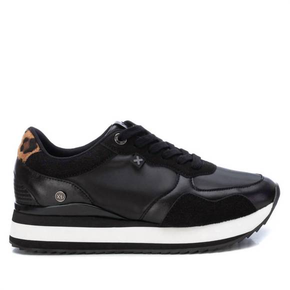 NEW XTI women's lace-up sneakers in black - Picture 1 of 1